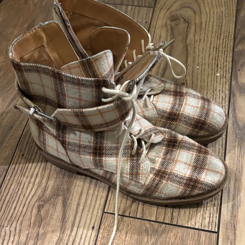 Plaid Ankle Boots for Women
